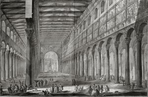 Interiør af basilikaen San Paolo Fuori le Mura, Rom, fra 